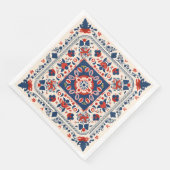 Rot-weiß-blau-boho chic geometrische Volkskunst Serviette (Ecke)