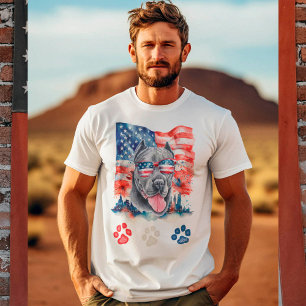 Rot Weiß Blau Cane Corso Hund Lustig 4. Juli T-Shirt