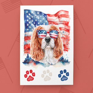 Rot Weiß Blau Cavalier Spaniel Hund 4. Juli Feiertagspostkarte