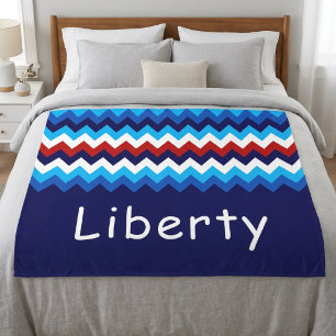 Rot Weiß Blau Chevron Individueller großer Fleece- Fleecedecke
