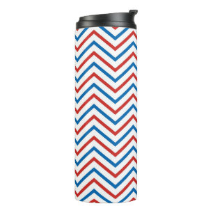 Rot Weiß Blau Chevron-Muster Thermosbecher