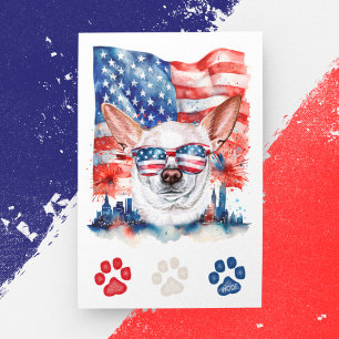 Rot Weiß Blau Chihuahua Hund Amerikanisch 4. Juli Feiertagspostkarte