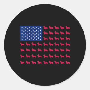 Rot Weiß Blau Corgi Amerikanische Flagge 4. Juli Runder Aufkleber