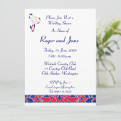 Rot, Weiß, Blau, Damaskus-Brautparty Einladung (Stehend Vorderseite)