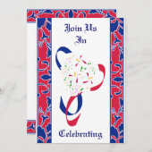 Rot, Weiß, Blau, Damaskus-Hochzeit Einladung (Vorne/Hinten)