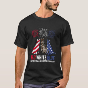 Rot Weiß Blau & Deutscher Schäferhund auch Hund 4 T-Shirt