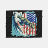 Rot Weiß Blau Dinosaurier Surft Für Patriotische J Fleecedecke (Vorderseite (Horizontal))