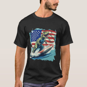 Rot Weiß Blau Dinosaurier Surft Für Patriotische J T-Shirt