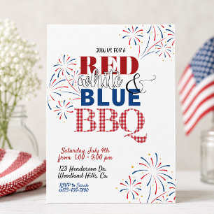 Rot-Weiß-Blau-Einladung zum BBQ 4. Juli