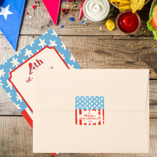 Rot Weiß & Blau Familien-Barbecue Quadratischer Aufkleber