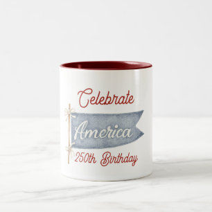 Rot Weiß Blau Feiern Amerika  Zweifarbige Tasse