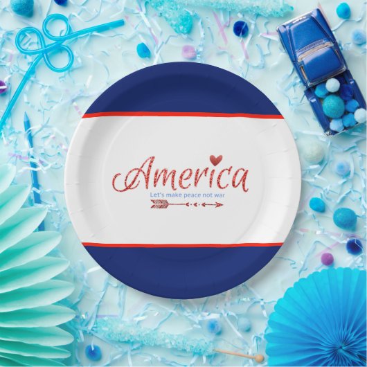 Rot, weiß, blau, Flagge, Sterne, Pfeile, 4. Juli Pappteller (Party)