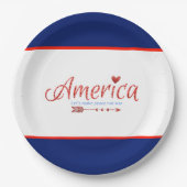 Rot, weiß, blau, Flagge, Sterne, Pfeile, 4. Juli Pappteller (Vorderseite)
