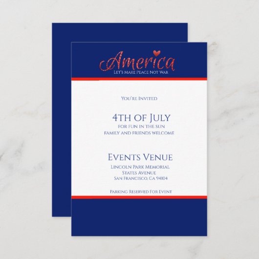 Rot, weiß, blau, Flagge, Sterne, Pfeile, 4. Juli RSVP Karte (Vorne/Hinten)