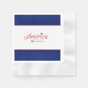 Rot, weiß, blau, Flagge, Sterne, Pfeile, 4. Juli Serviette