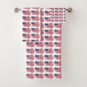 Rot-Weiß-Blau-Flaggenmuster-Design-Badehandtuch-Se Badhandtuch Set