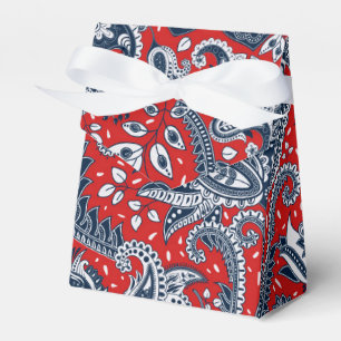 Rot Weiß & Blau Floral Paisley Bohemian Boho Geschenkschachtel