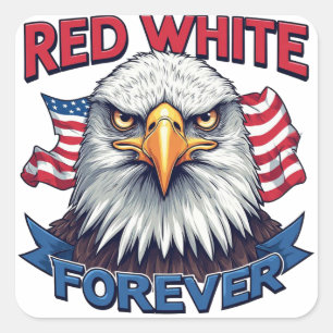 Rot Weiß & Blau Forever Amerikanische Flagge Patri Quadratischer Aufkleber