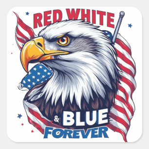 Rot Weiß & Blau Forever Amerikanische Flagge Patri Quadratischer Aufkleber