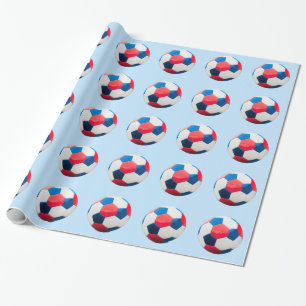 Rot Weiß Blau Fußball Geschenkpapier