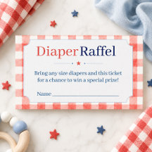 Rot Weiß Blau Gingham-Windel-Raffle-Ticket