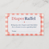 Rot Weiß Blau Gingham-Windel-Raffle-Ticket Begleitkarte (Vorderseite)