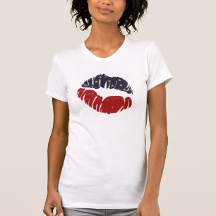 Rot Weiß Blau Gold Glitter Sterne 4. KISS LIPPEN T-Shirt