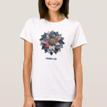 Rot Weiß Blau Grandmillennial Patchwork-Blume