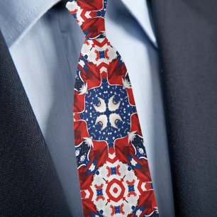Rot Weiß Blau Kaleidoskop-Muster Krawatte