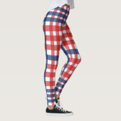 Rot, Weiß, Blau Kariert Leggings (Rechts)