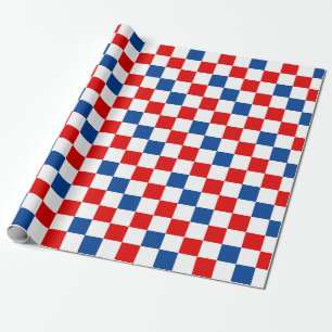 Rot Weiß Blau Kariertes Musterdesign Geschenkpapier
