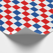 Rot Weiß Blau Kariertes Musterdesign Geschenkpapier (Ecke)