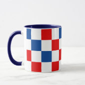 Rot Weiß Blau kariertes Musterdesign  Tasse (Links)
