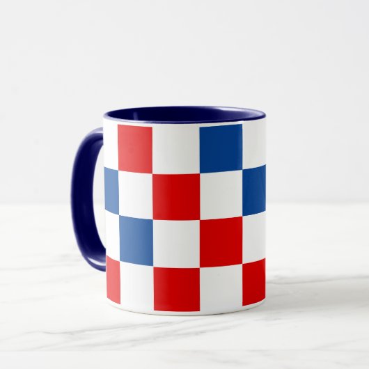 Rot Weiß Blau kariertes Musterdesign  Tasse (Vorderseite Links)