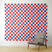 Rot Weiß Blau kariertes Musterdesign Wandteppich (Beispiel (Horizontal))