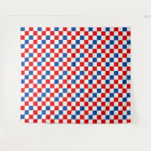 Rot Weiß Blau kariertes Musterdesign Wandteppich (Vorderseite (Horizontal))