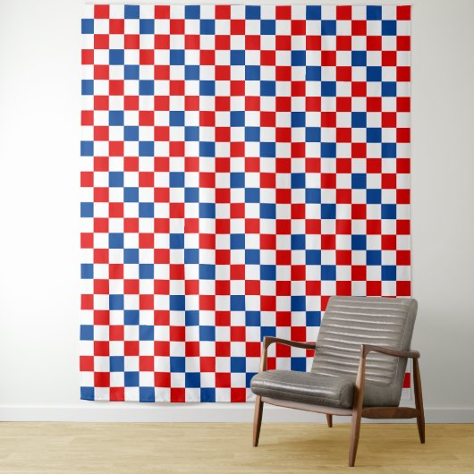 Rot Weiß Blau kariertes Musterdesign Wandteppich (Beispiel)