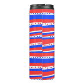 Rot Weiß Blau Kreise Streifen Chili Thermosbecher (Rückseite)