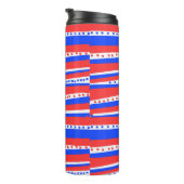 Rot Weiß Blau Kreise Streifen Chili Thermosbecher (Nach rechts gedreht)