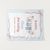 Rot Weiß Blau Mädchen Geburtstagsfeier Wandteppich (Vorderseite (Horizontal))