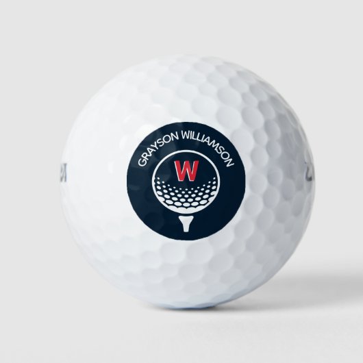Rot-Weiß-Blau-Monogramm Golfball (Vorderseite)