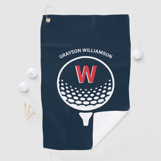 Rot-Weiß-Blau-Monogramm Golfhandtuch (Insitu)