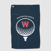 Rot-Weiß-Blau-Monogramm Golfhandtuch (Vorderseite)