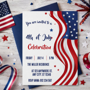 Rot-Weiß-Blau-Party zum 4. Juli mit amerikanischer Einladung