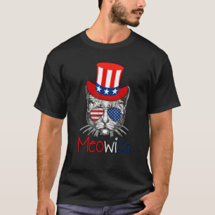 Rot Weiß Blau Patriotische Katze 4. Juli Meowica A T-Shirt