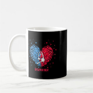 Rot Weiß Blau Patriotischer 911-Dispatcher Herz 4. Kaffeetasse