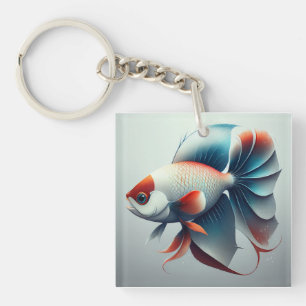 Rot Weiß & Blau Patriotischer Exotischer Fisch Schlüsselanhänger