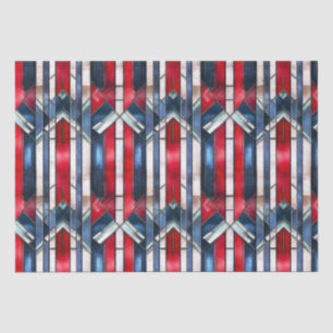 Rot Weiß Blau Patriotisches Buntglas 4. Juli Seidenpapier