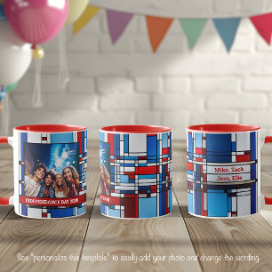 Rot Weiß Blau Patriotisches Buntglas Foto 019 Tasse