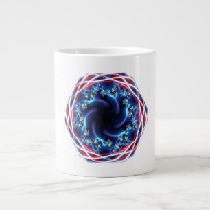 Rot Weiß & Blau Patriotisches Mandelbrot-Fraktal Jumbo-Tasse